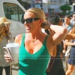 Whitney’s green tank and biker shorts on The Real Housewives of Salt Lake City