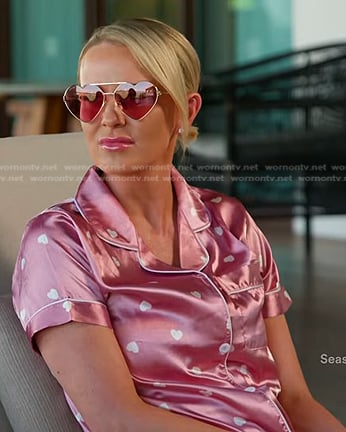 Whitney's pink heart pajamas and sunglasses on The Real Housewives of Salt Lake City