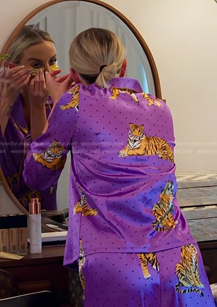 Whitney's purple tiger print pajamas on The Real Housewives of Salt Lake City