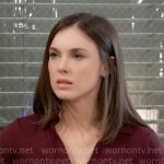 Willow’s burgundy collared top on General Hospital