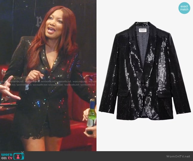 Zadig & Voltaire Vive Sequinned Blazer worn by Garcelle Beauvais on The Real Housewives of Beverly Hills