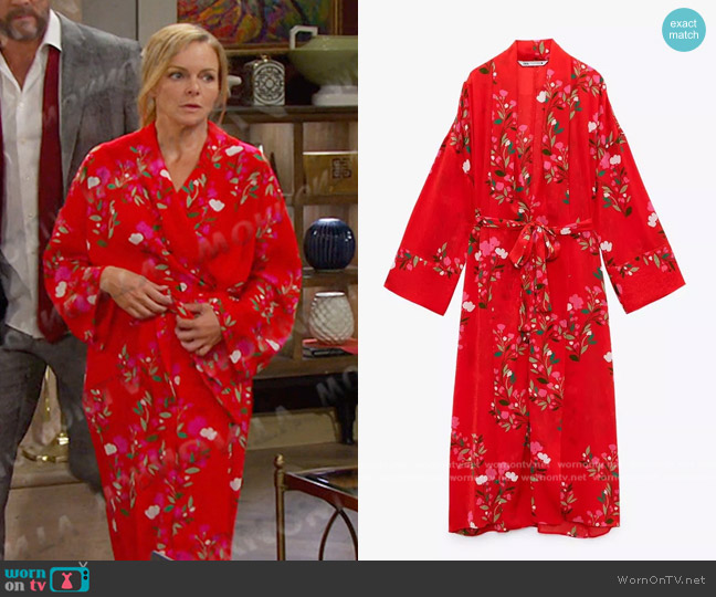 Zara Floral Long Wrap Dress worn by Belle Brady (Martha Madison) on Days of our Lives