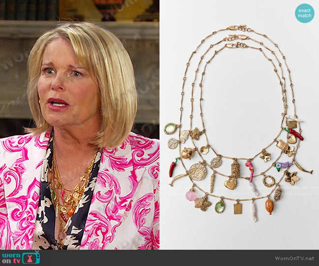 Zara Multi-Charm Necklace worn by Bonnie Lockhart (Judi Evans) on Days of our Lives