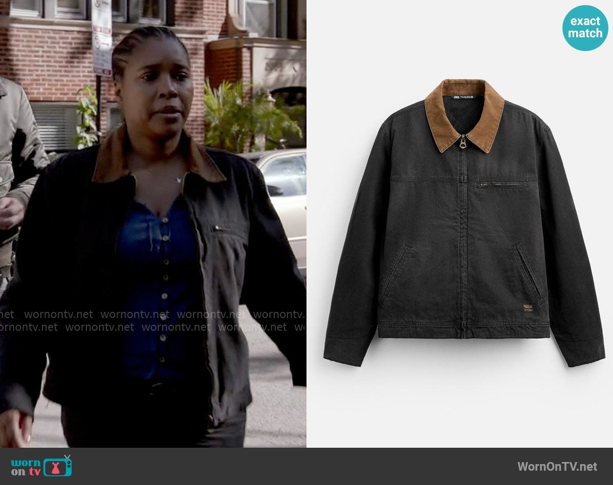 Zara Contrasting Collar Jacket worn by Kiana Cook (Toya Turner) on Chicago PD