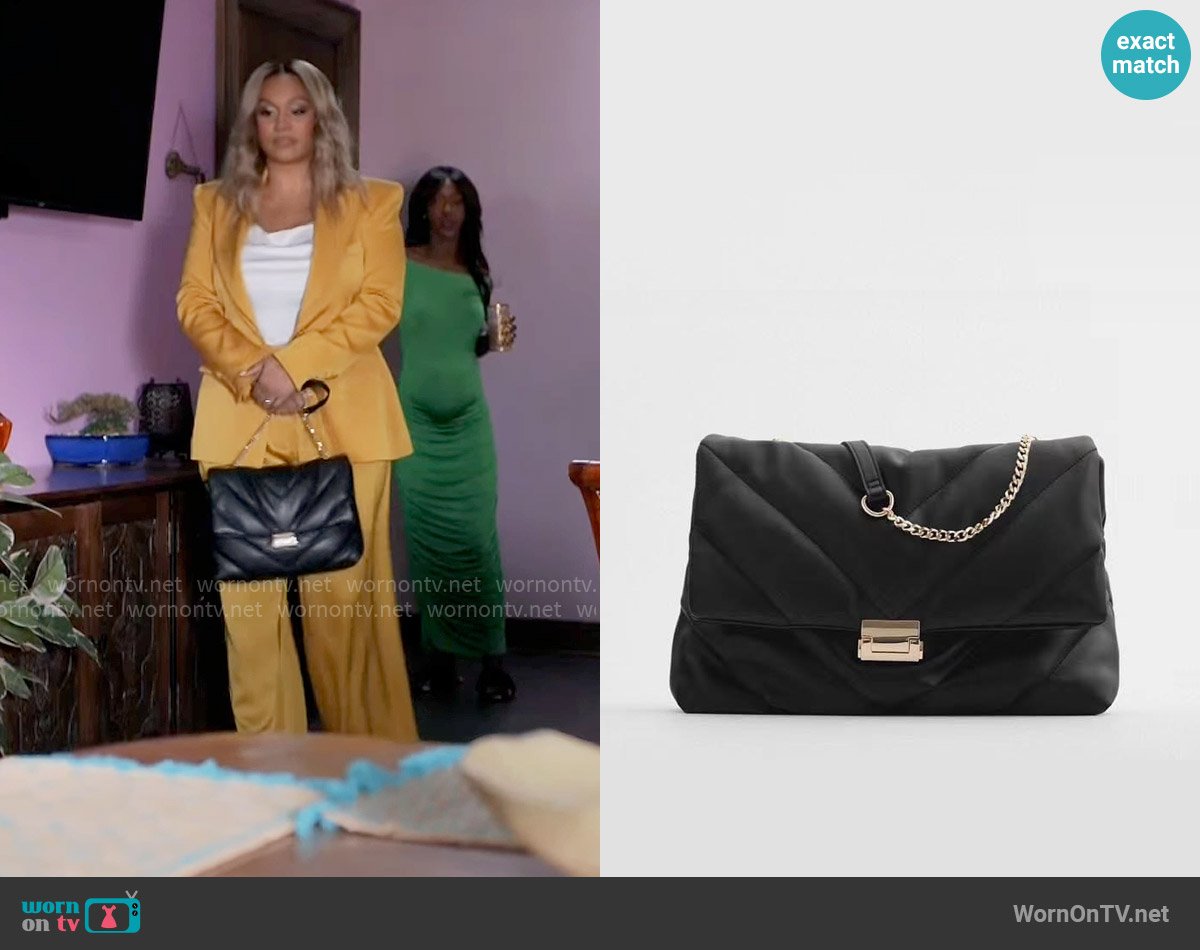 Zara Quilted Maxi Crossbody Bag worn by Fatima (Crystal Hayslett) on Tyler Perrys Sistas