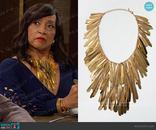 Zara Multi Plate Necklace in Gold worn by Paulina Price (Jackée Harry) on Days of our Lives