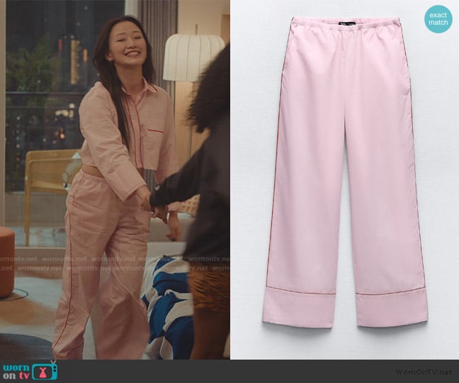 Zara Piped Pajama Pants worn by Yuri Han (Gia Kim) on XO Kitty