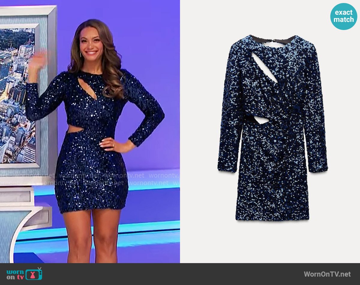 Zara Sequin Mini Dress worn by Alexis Gaube on The Price is Right