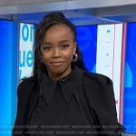 Zinhle's black collared puff sleeve blouse on NBC News Daily