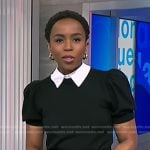 Zinhle’s black puff sleeve sweater with collar on NBC News Daily