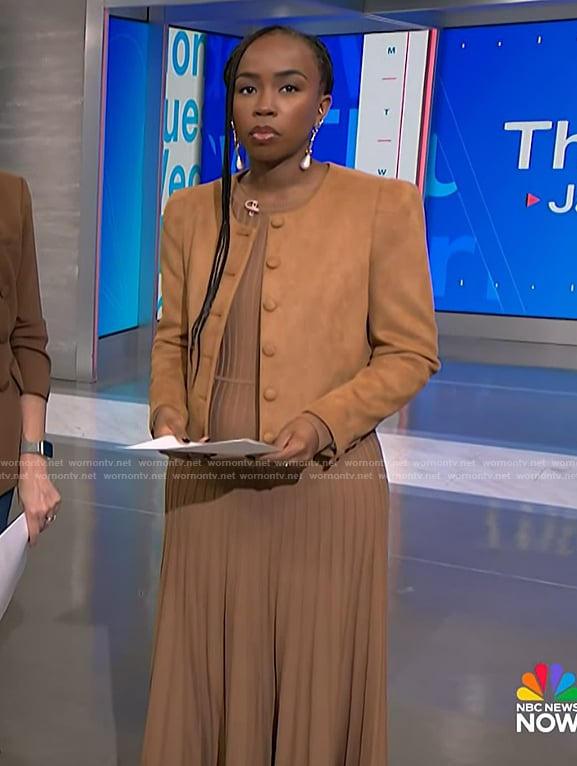 Zinhle’s brown ribbed dress on NBC News Daily