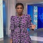 Zinhle’s purple print dress on NBC News Daily