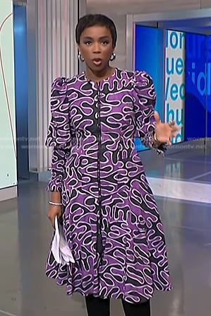 Zinhle's purple print dress on NBC News Daily