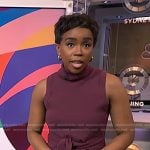 Zinhle's purple tie front turtleneck on NBC News Daily