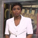 Zinhle’s white short sleeve blazer on NBC News Daily