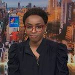 Zinhle’s black puff sleeve top on NBC News Daily