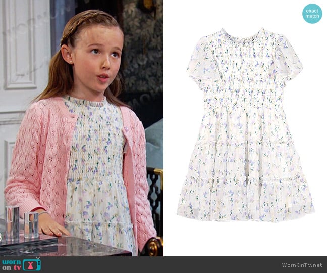 Zunie Kids' Metallic Floral Smocked Dress worn by Rachel Black (Finley Rose Slater) on Days of our Lives