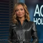 Zuri’s black leather shirtdress on Access Hollywood