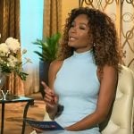 Zuri's blue ribbed asymmetric dress on Access Hollywood