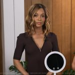 Zuri’s brown polo knit dress on Access Hollywood