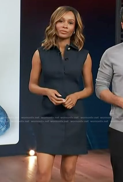 Zuri’s denim sleeveless mini dress on Access Hollywood