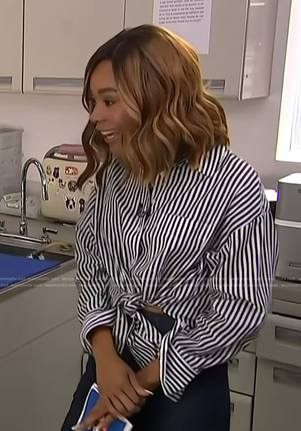 Zuri's striped blouse on Access Hollywood