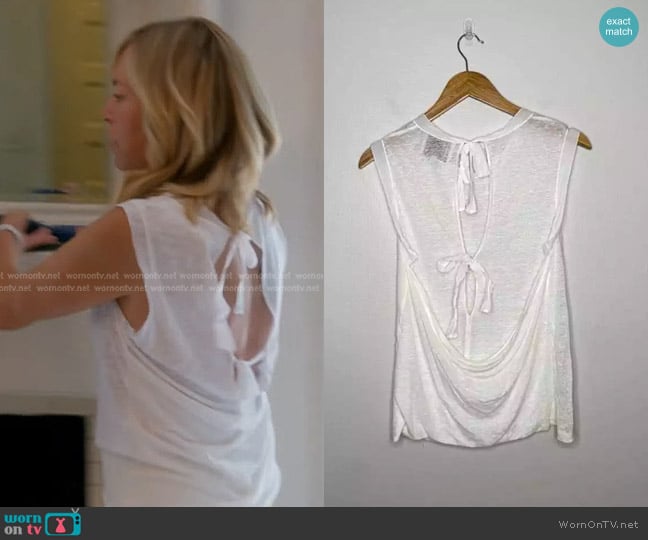 3.1 Phillip Lim Linen Sleeveless Tie Back Top worn by Sutton Stracke on The Real Housewives of Beverly Hills