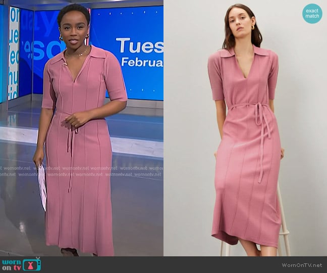 Adam Lippes x RTR Knit Collar Dress worn by Zinhle Essamuah on NBC News Daily