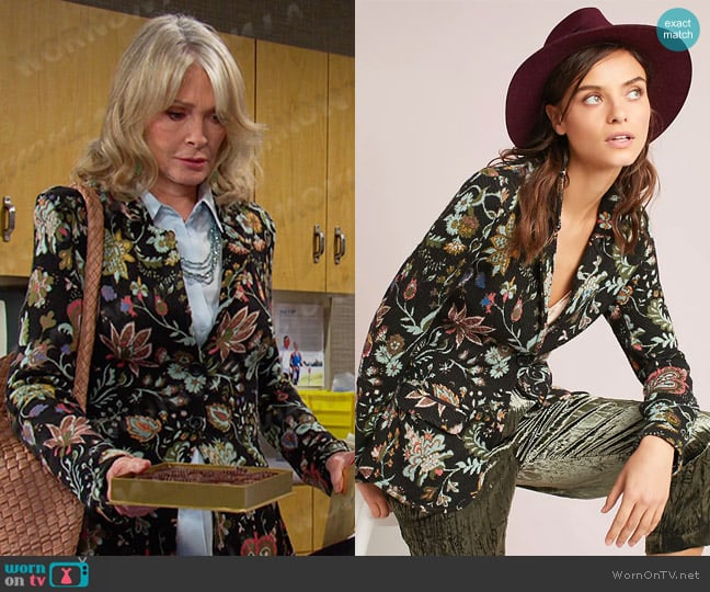 Aldomartins Floral Intarsia Blazer worn by Hattie Adams (Deidre Hall) on Days of our Lives