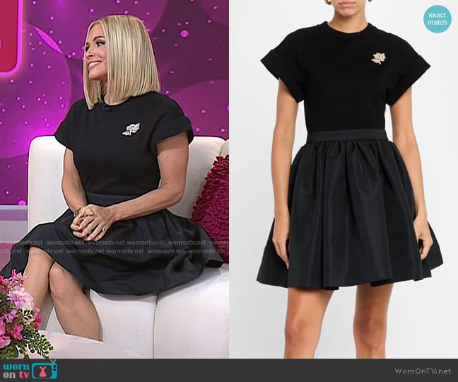 Alexander McQueen Crystal Flower Short-Sleeve Flare Mini Dress worn by Jenny McCarthy on Today