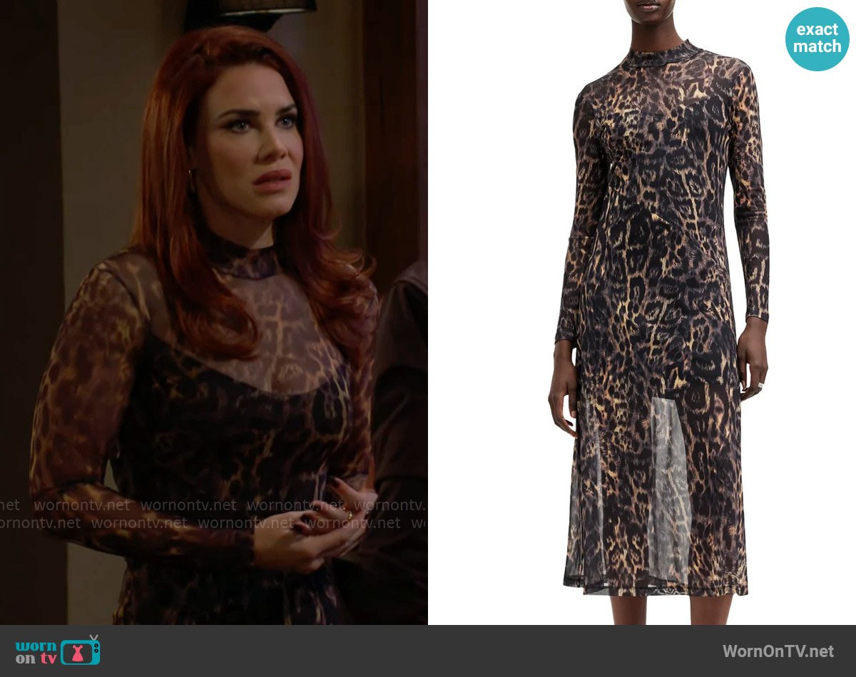 All Saints Hanna Dress in Jinx Golden Brown worn by Sally Spectra (Courtney Hope) on The Young and the Restless