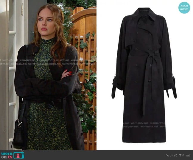 All Saints Kikki Trench Coat worn by Stephanie Johnson (Abigail Klein) on Days of our Lives