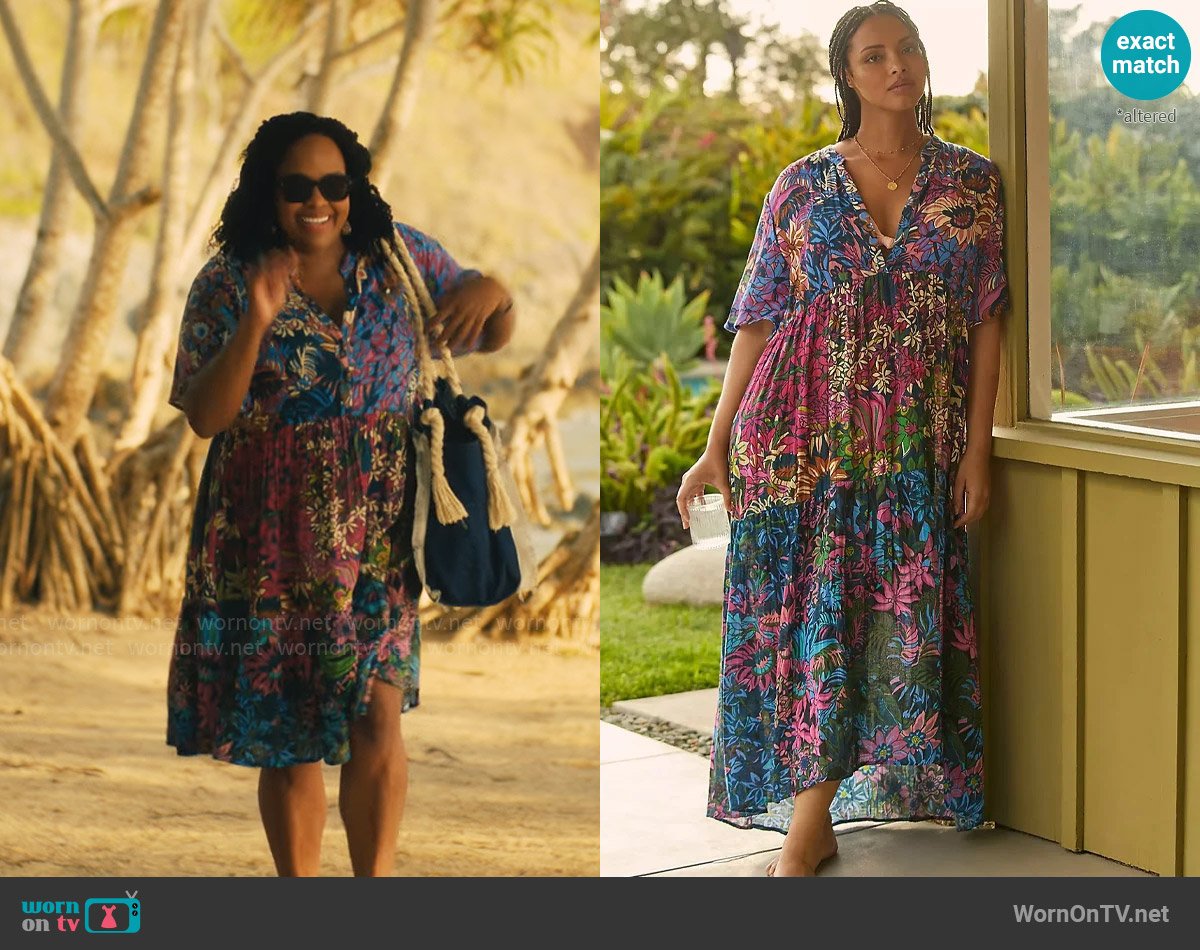 Anthropologie The Kallie Flowy Maxi Dress: Printed Edition worn by Belinda Lindsey (Natasha Rothwell) on The White Lotus