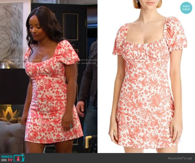 Aqua Puff Sleeve Dress worn by Chanel Dupree (Raven Bowens) on Days of our Lives