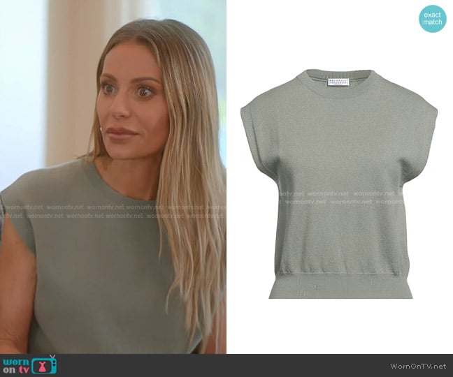 Brunello Cucinelli Cashmere Blends Sweater in Sage green worn by Dorit Kemsley on The Real Housewives of Beverly Hills