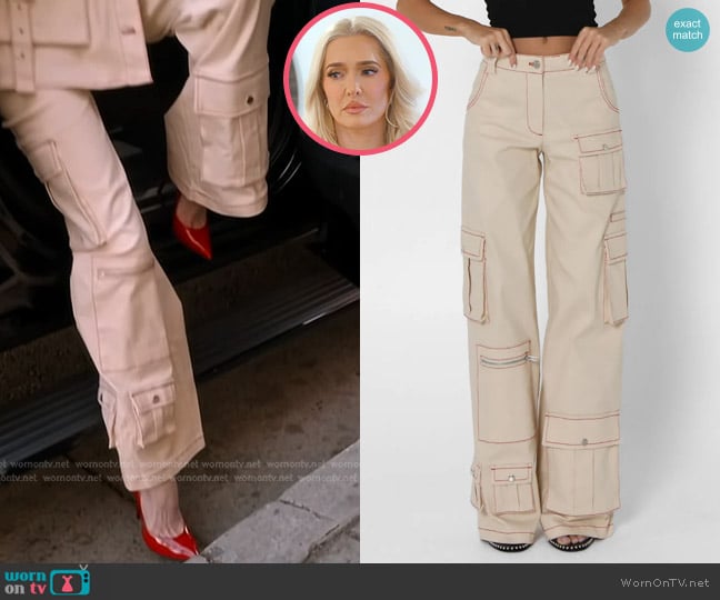 BY.DYLN Tyler Pants in Bone worn by Erika Jayne on The Real Housewives of Beverly Hills