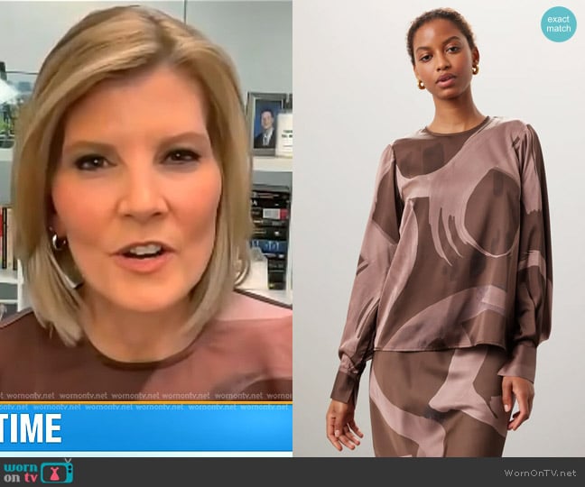 Slate & Willow Balloon Sleeve Top worn by Kate Snow on NBC News Daily