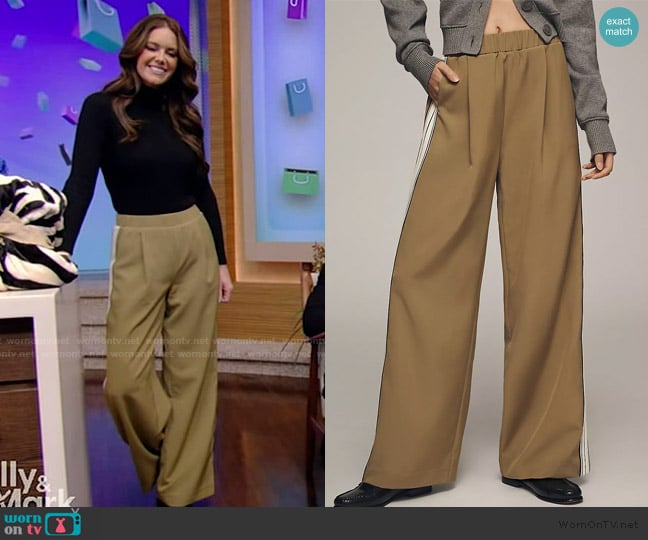 Monica Mangin’s khaki side stripe pants on Live with Kelly and Mark