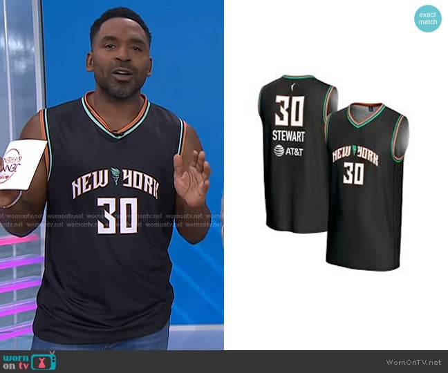 Nike Breanna Stewart New York Liberty Player Jersey worn by Justin Sylvester on Today