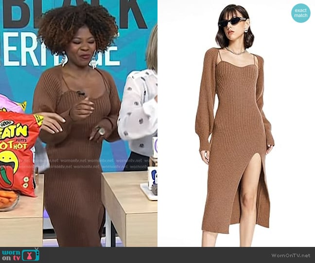 Cider 2 Piece Sweater Dresses in Coffee worn by Patrice J. Williams on Today