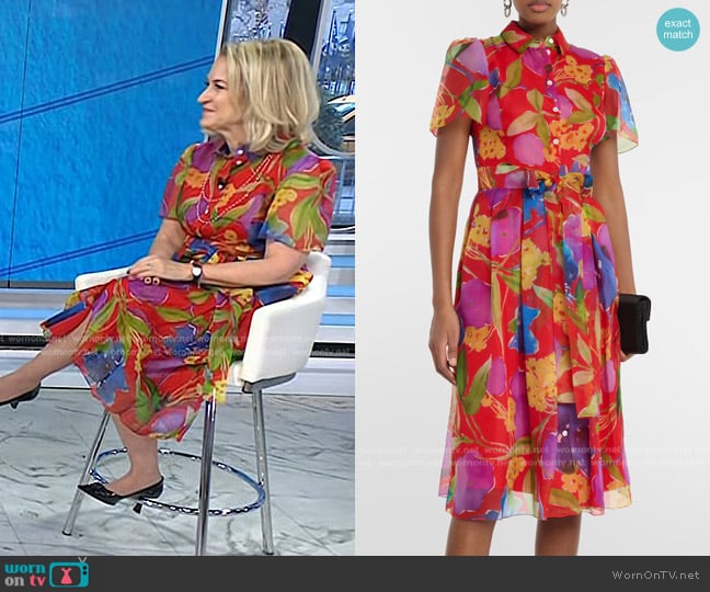 Carolina Herrera Floral Silk Midi Dress worn by Dr. Stacey Rosen on Today