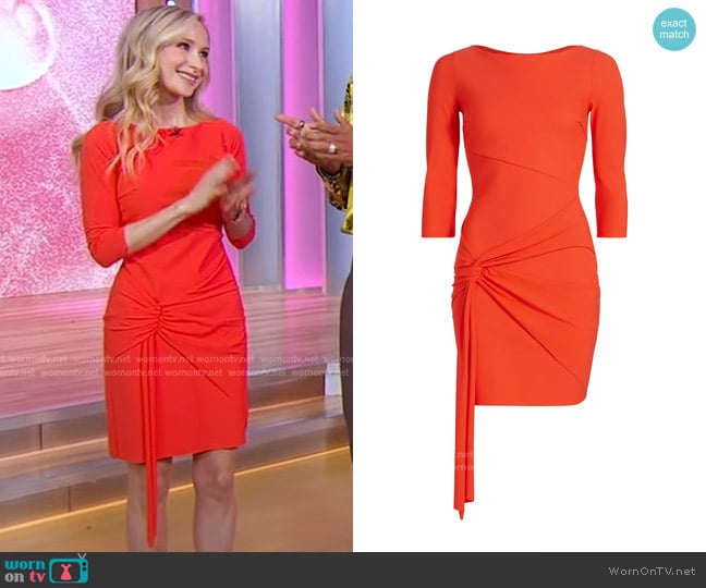 Chiara Boni La Petite Robe Yuko Draped Body-Con Minidress in Orange Juice worn by Dr. Whitney Bowe on Good Morning America