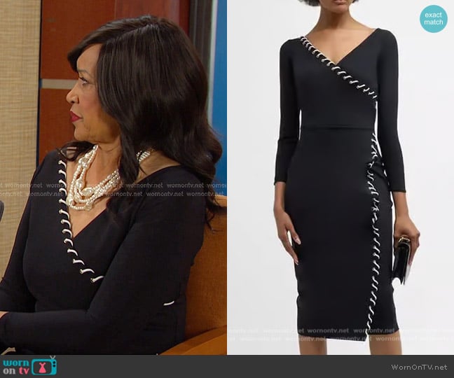 Chiara Boni La Petite Robe Lace-Up Bodycon Midi Dress worn by Paulina Price (Jackée Harry) on Days of our Lives