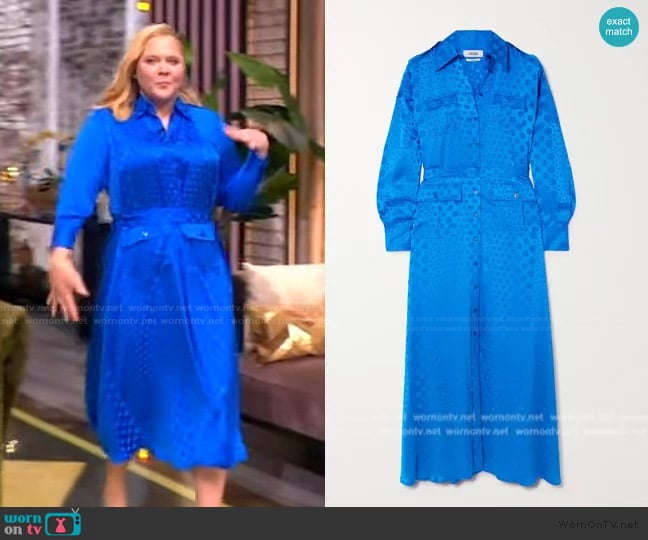 Christopher John Rogers Belted polka-dot satin-jacquard maxi shirt dress worn by Amy Schumer on The View