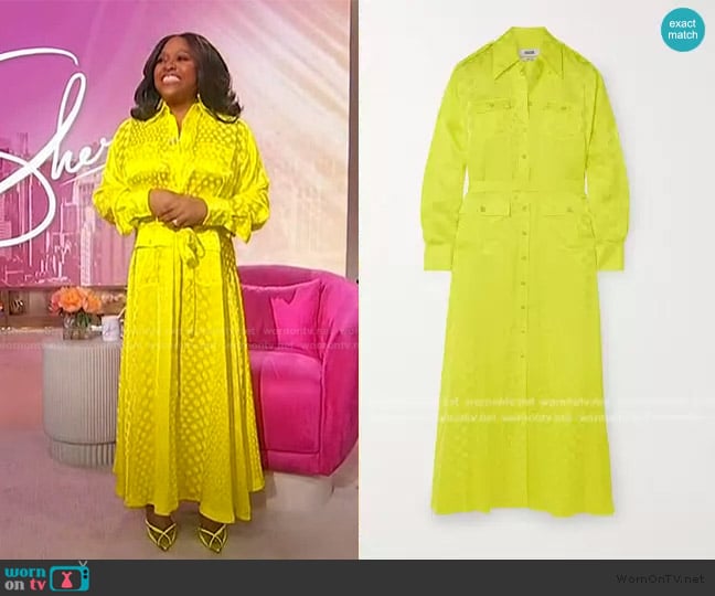 Sherri’s yellow printed shirtdress on Sherri