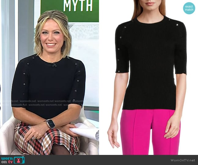 DKNY Short-Sleeve Button Sweater worn by Dylan Dreyer on Today