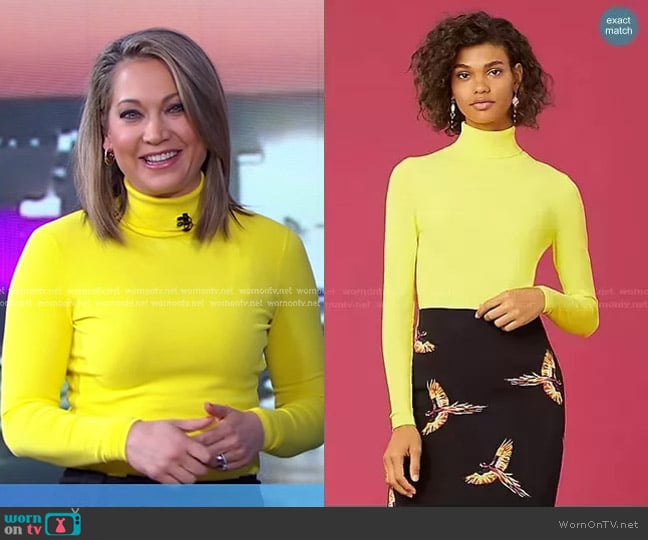 Diane von Furstenberg Jelena Two Turtleneck Top worn by Ginger Zee on Good Morning America