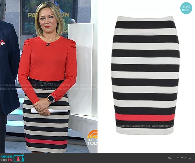 Diane von Furstenberg Koto Striped Pencil Skirt worn by Dylan Dreyer on Today