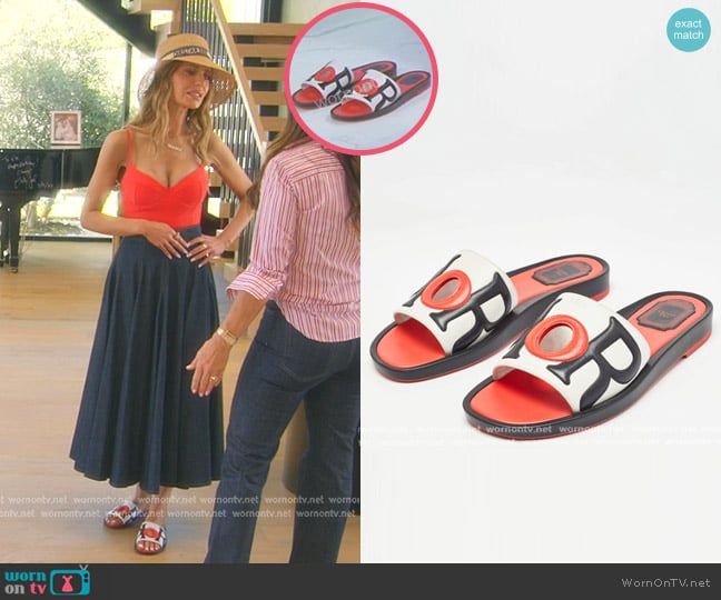 Dior Tricolor Leather Marina Slides worn by Dorit Kemsley on The Real Housewives of Beverly Hills