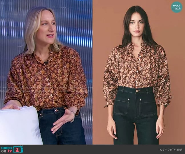 Doen Roser Top in Mulberry Vine Floral worn by Lauren Iannotti on Good Morning America